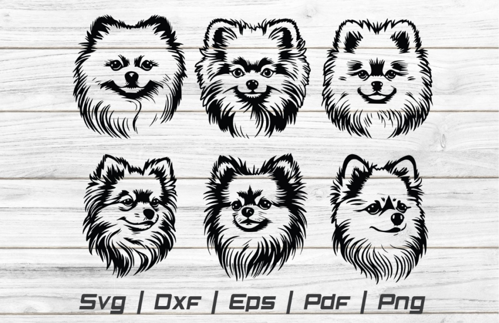 pomeranian face silhouette black pomeranian vector art cookie cutter